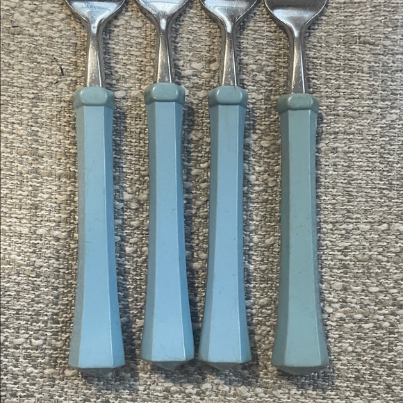 Vintage Oxford Hall Stainless Japan Blue Handle Flatware Set 29 Pc Mid Century - Picture 8 of 9